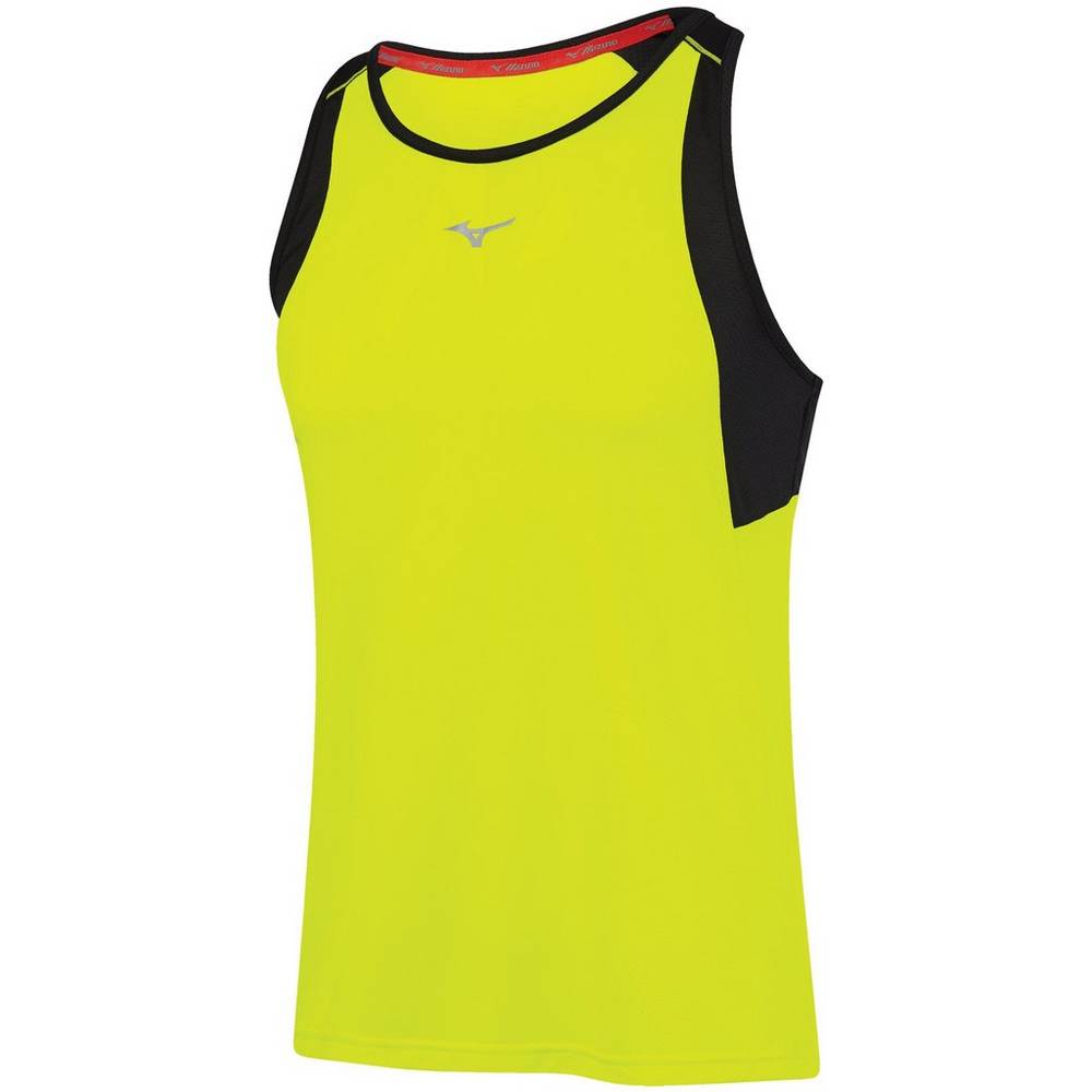 Mens Mizuno Singlet Alpha Vent Tank Top Yellow/Black Philippines (TLMGDZ460)